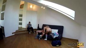 HUNT4K&period; Gentleman finds poor girl on bus station and bangs her hard