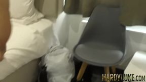 British brunette Alora Lux deepthroats a hard cock while blonde bestie watches