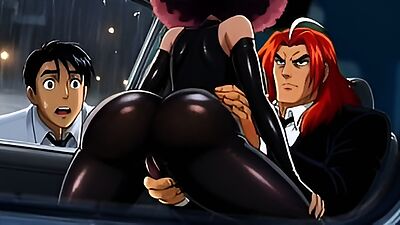 Pussy-Girl Fucks a Rich Man in a Car in Front of Infatuated Guy. Hentai Cuckold