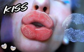 Glamour Girl Kiss with Sweet Shiny Juicy Lips