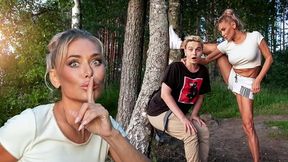 MOMMY4K. Russian Cougar Malusha found a dude with huge dick in the park and fucked him in 5 minutes