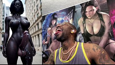 Long Hard Cock Transgender Ebony Girl Cumming In Public, AI Generated