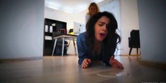 Cherry Kiss possessed by alien worm gets into a lesbian fuckshow with her boss Valentina Nappi