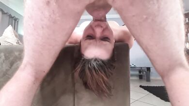 Extreme upside down sloppy gagging facefuck