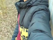 Smoking and cumming public with sound of dropping cum on dry leaves