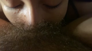 lesbian sucking very hairy and wet pussy