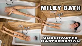 Handstand Extreme Milky Bath Breath Play Prolonged Submerged Breath Holds, Underwater Masturbation and Powerful Orgasm Induced by Oxygen Deprivation