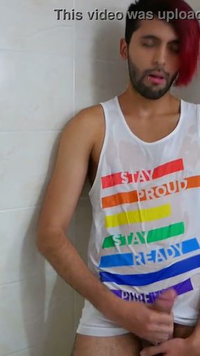 Hot colombian guy pissing all over his body and jerking off - Camilo Brown   Clip 1