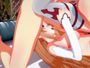Asuna swallows Kirito's load before riding his face - Sword Art Online Hentai