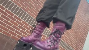 Vintage Purple New Rock Boots Crush a Car Roof