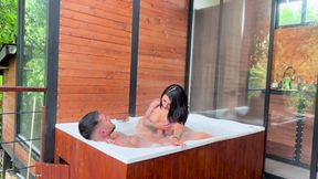 My Best Friend's Boyfriend And I Got In The Hot Tub To Relax And He Ended Up Putting My Cock Without A Condom