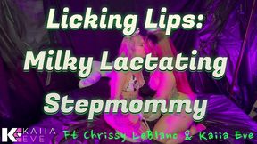 licking nips: milky lactating stepmommy