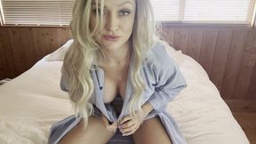joi striptease: hot blonde gives you a second chance to cum!