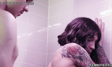 Filthy Femboy Dante Snoww Anal Fucked in Bathroom by En