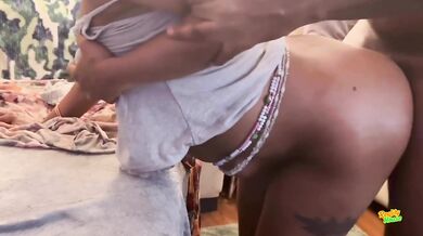 Ebony stepmom arches back riding BBC in doggystyle with sneaky stepdaughter boyfriend