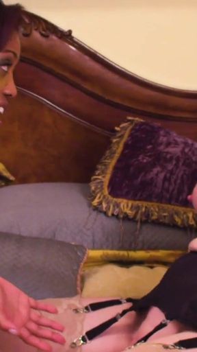 Sensational ebony and blonde play with each other