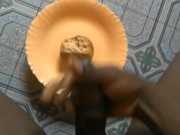 YUMMY😋😋BUSTING A HUGE CUM ON MY CAKE BEFORE EATING IT ALL