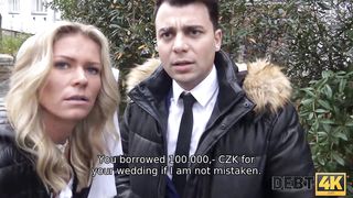 DEBT4k Gigantic Debt is the Reason why the chick is Plowed inside the Grooms Presence