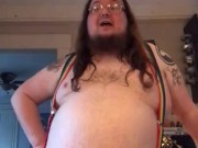 370 lb Gainer suspenders show off, gainer shake recipe, and round belly tips