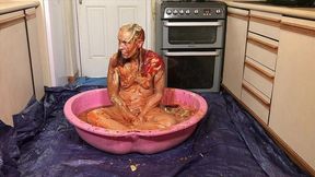 girl trashed in horrendous, disgusting 45 minute food gunge wam