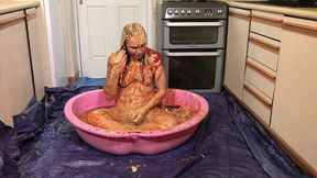 girl trashed in horrendous, disgusting 45 minute food gunge wam