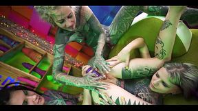 Tattooed girl gets her ass filled with cum &mdash;  compliments of punk girls