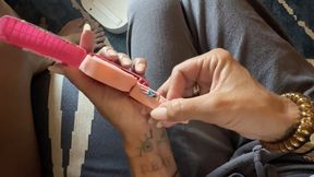 Giantess duo chewing tiny man bubble gum