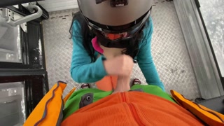 Great Risky Fun On A Cable Car - ski lift - Public Blowjob (people watched ) - Tonny and Mia