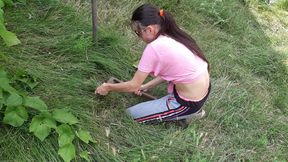 Girl From the Village After a Hard Day Masturbates Pussy to an Intense Orgasm - Lesbian-candys