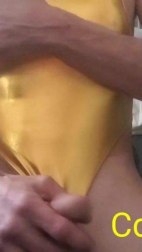 CD Michelle Wearing Gold Leotard