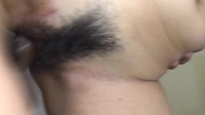 Sticky white stuff oozing out of her hairy cunt