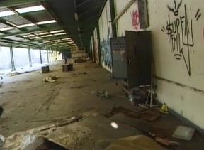 French chick gets plowed outdoors in the abandoned building