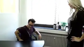 Sexy blonde gets double-fucked in job interview shocker