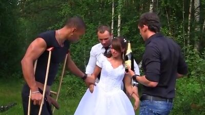 The groom the bride fucked hard in the woods