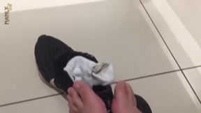 Public Restroom Bare Feet - Failed Attempt At Gay Baiting But I Got To Enjoy My Feet &amp;amp; Dirty Socks