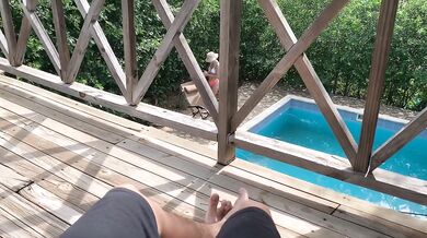 I fuck my sister-in-law on the balcony while my wife is in the pool