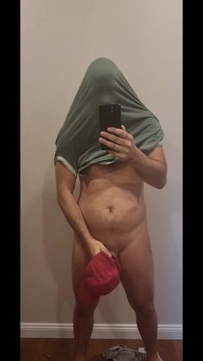 Blowing a Huge Load in Front of the Mirror