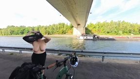 I'm nude on the cyclist way and riding my bike in a see-through dress and naked