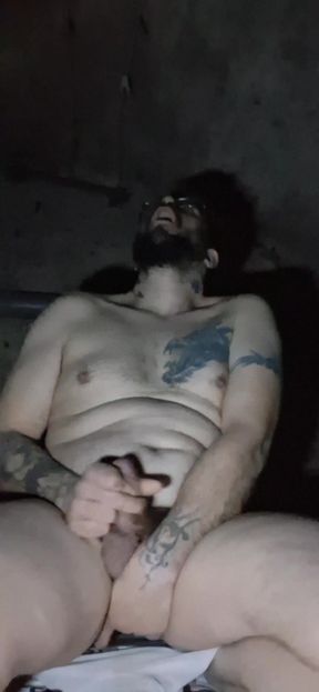 jerking off in a cellar at work