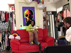 Black girl Ariana Aimes tries on a lot of clothes