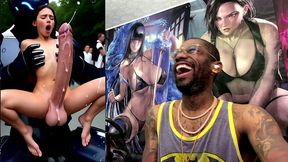 extra long cock transgender girl cums hard while getting anal fucked by a clanker, ai generated