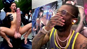 extra long cock transgender girl cums hard while getting anal fucked by a clanker, ai generated