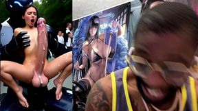 extra long cock transgender girl cums hard while getting anal fucked by a clanker, ai generated
