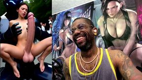 extra long cock transgender girl cums hard while getting anal fucked by a clanker, ai generated