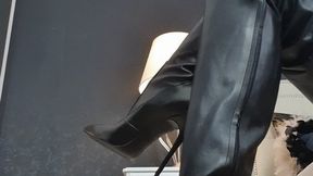 Leather boots JOI and cum countdown