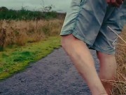 Full nude on cycle path swinging ball weights and show my hole