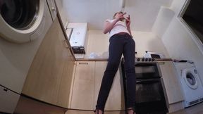 Chelsea Tramples Her Slave With Her Wood Wedge Shoes FLOOR CAM (4K)