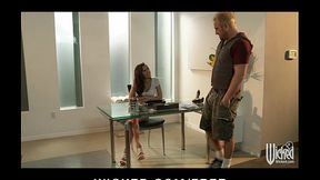 HOT 18+ teen brunette masseuse fucks her customer at work