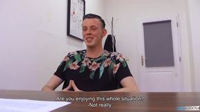 Pretty Tall Guy Is Offered To Do A Blowjob To His Interviewer In Order To Get His Dream Job