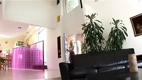 Blonde Slut in Fishnet Stockings Loves Interracial Anal Threesome